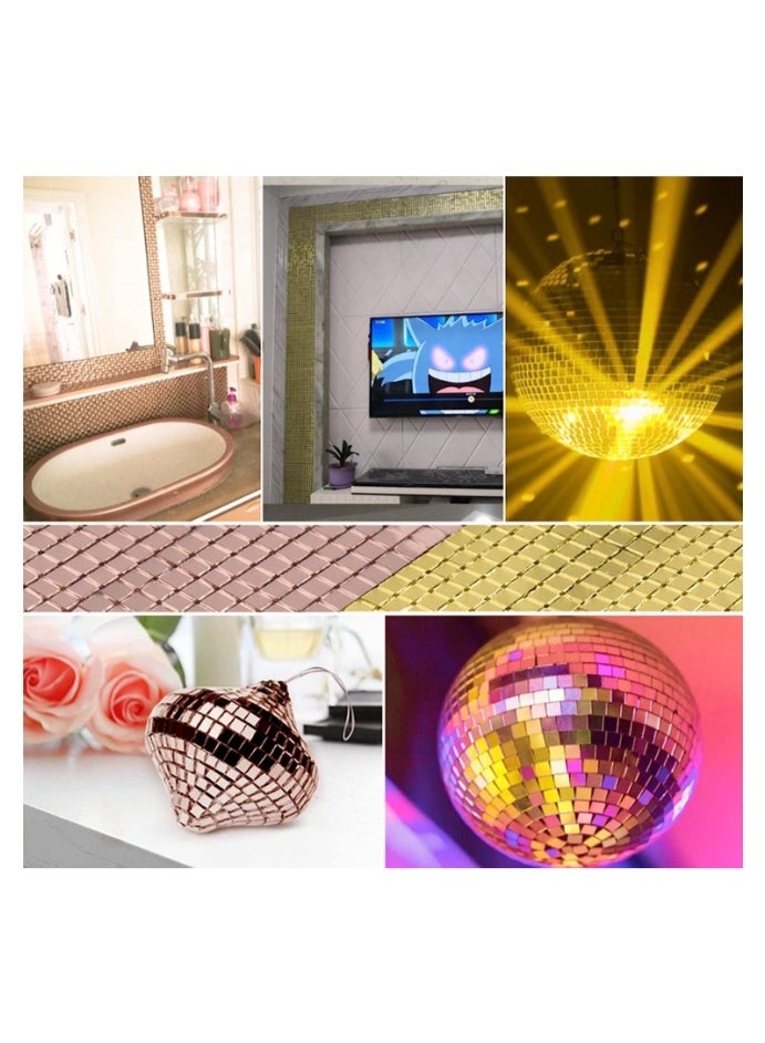 OASIS-TH Self Adhesive Square Glass Wall Sticker Roll, Glass Mirror Mosaic Tiles Sticker for DIY Handmade Home Craft Decoration Material Rose Golden Mirror 1 Roll 5mm X 120CM - Image 4
